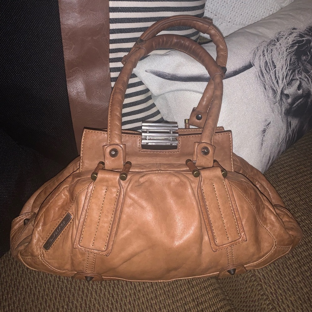 Diesel Black Gold leather (unique shape) purse. Minor flaws. Authentic